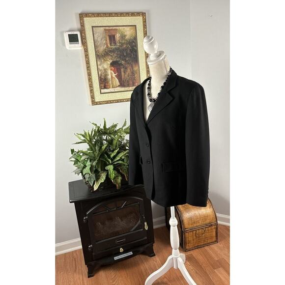 Talbots Women's 10P Jacket Black Long Sleeve 3 buttons Faux Pockets Collared - Picture 6 of 10